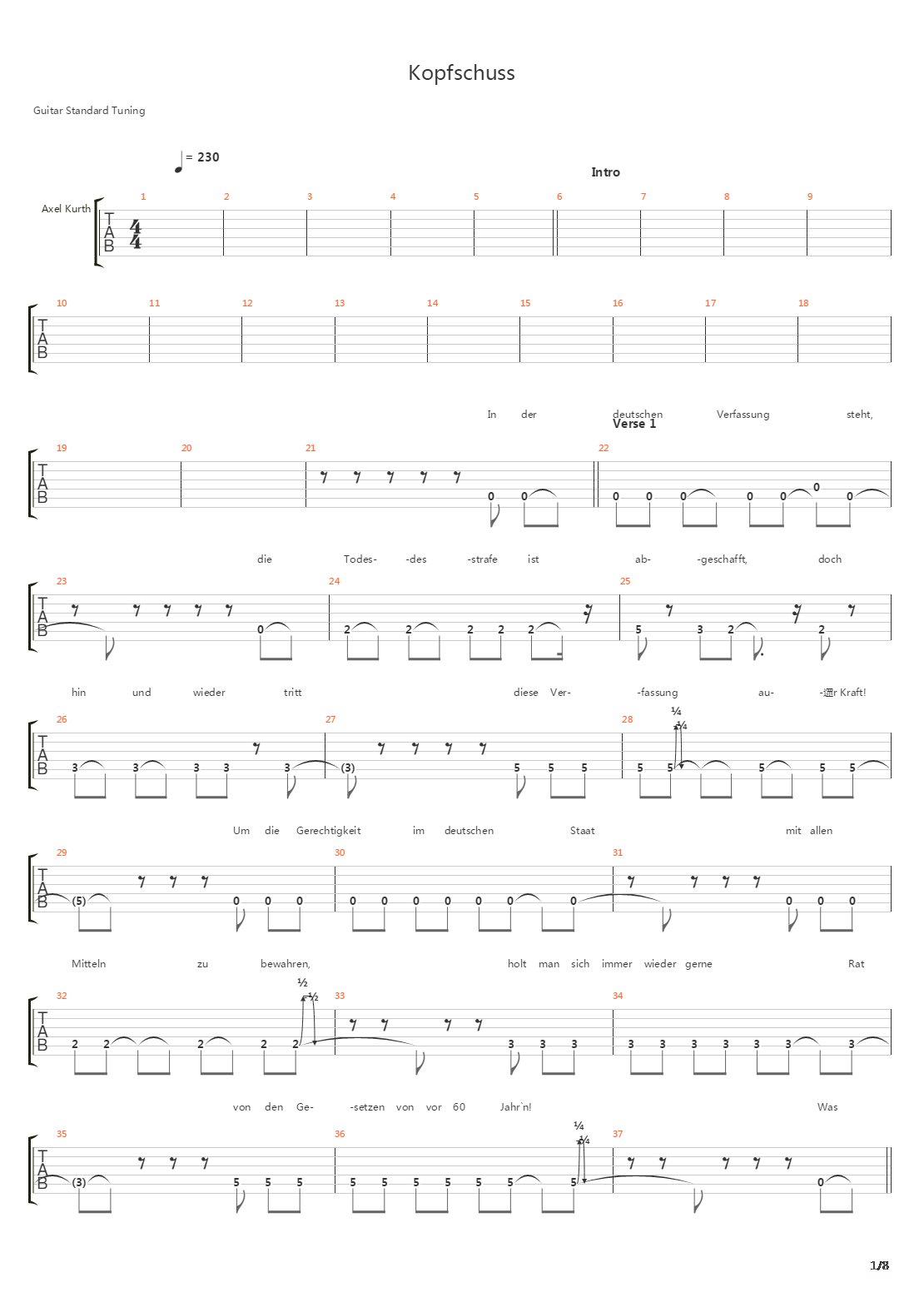 Kopfschuss吉他谱