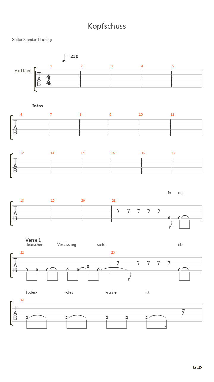 Kopfschuss吉他谱