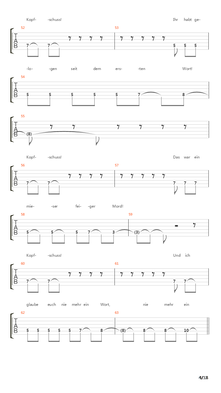 Kopfschuss吉他谱