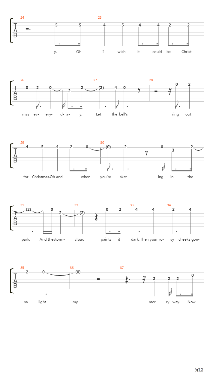 I Wish It Could Be Christmas Everyday吉他谱