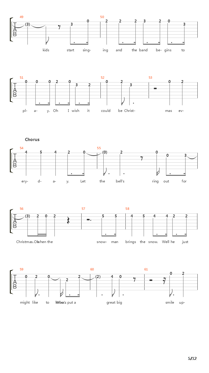 I Wish It Could Be Christmas Everyday吉他谱
