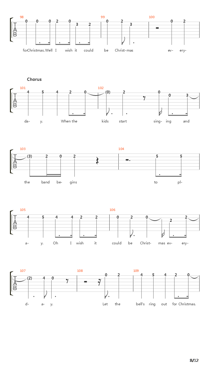 I Wish It Could Be Christmas Everyday吉他谱