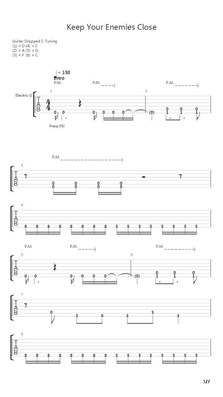 Keep Your Enemies Close吉他谱