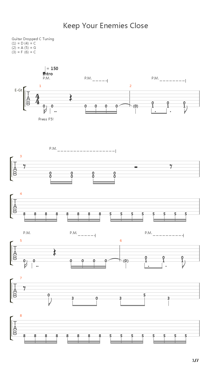 Keep Your Enemies Close吉他谱
