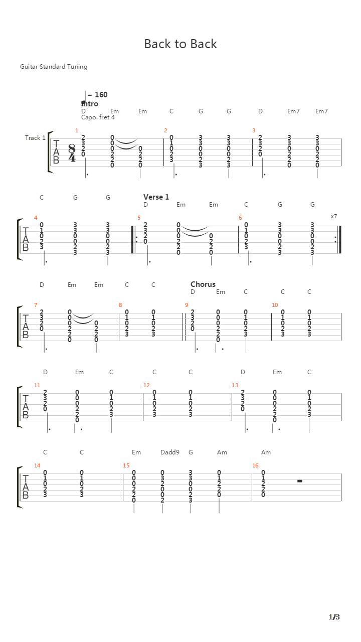 Back To Back吉他谱