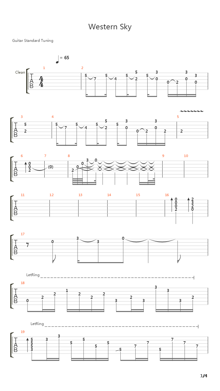 Western Sky吉他谱
