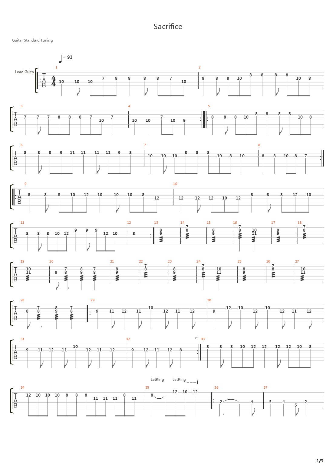 Sacrifice吉他谱