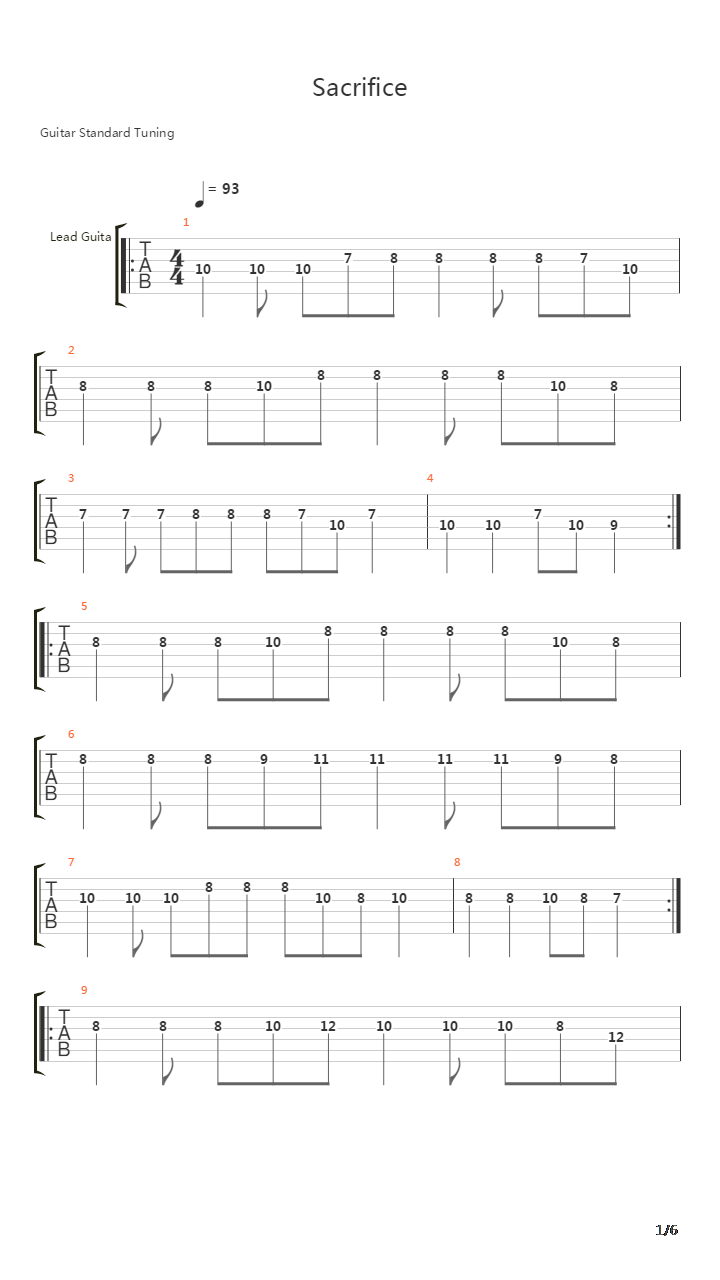 Sacrifice吉他谱