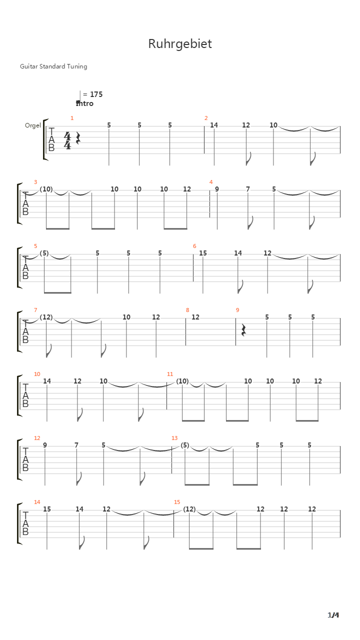 Ruhrgebiet吉他谱