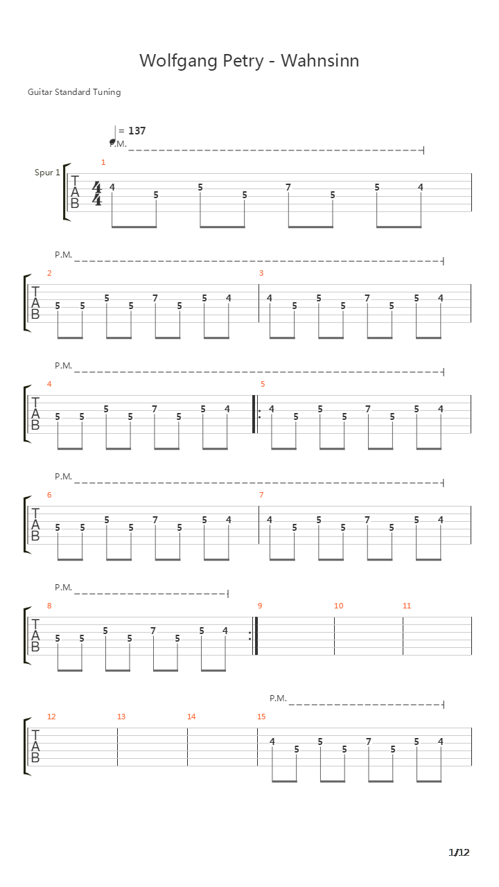 Wahnsinn吉他谱