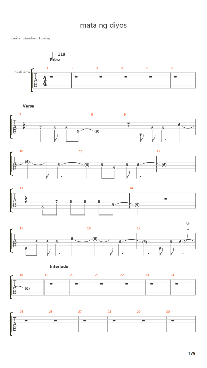 Mata Ng Diyos吉他谱