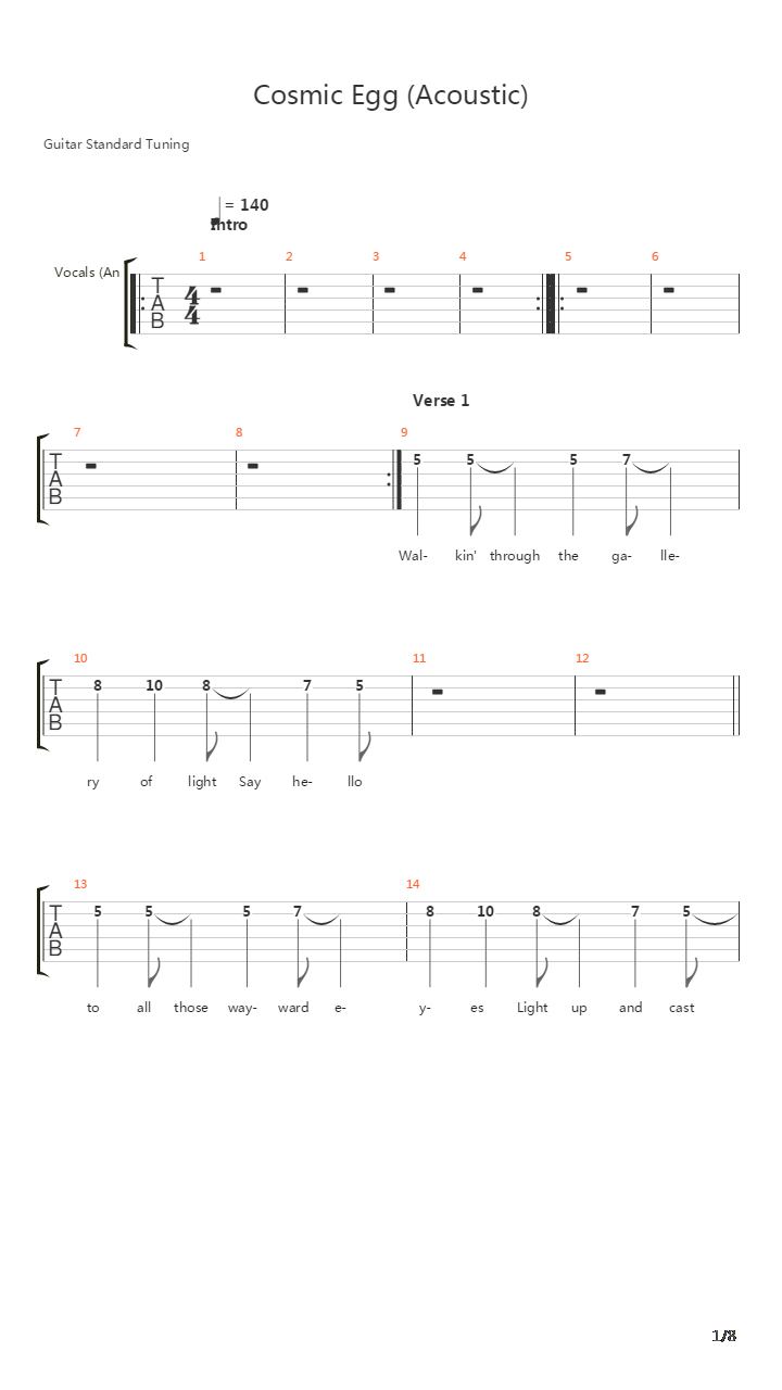 Cosmic Egg Acoustic吉他谱