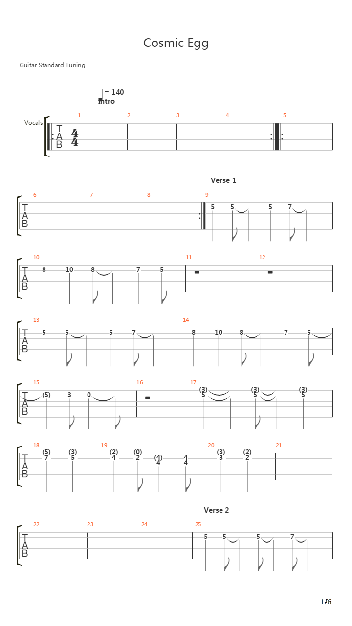 Cosmic Egg吉他谱