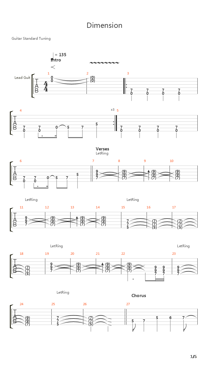 Dimension吉他谱