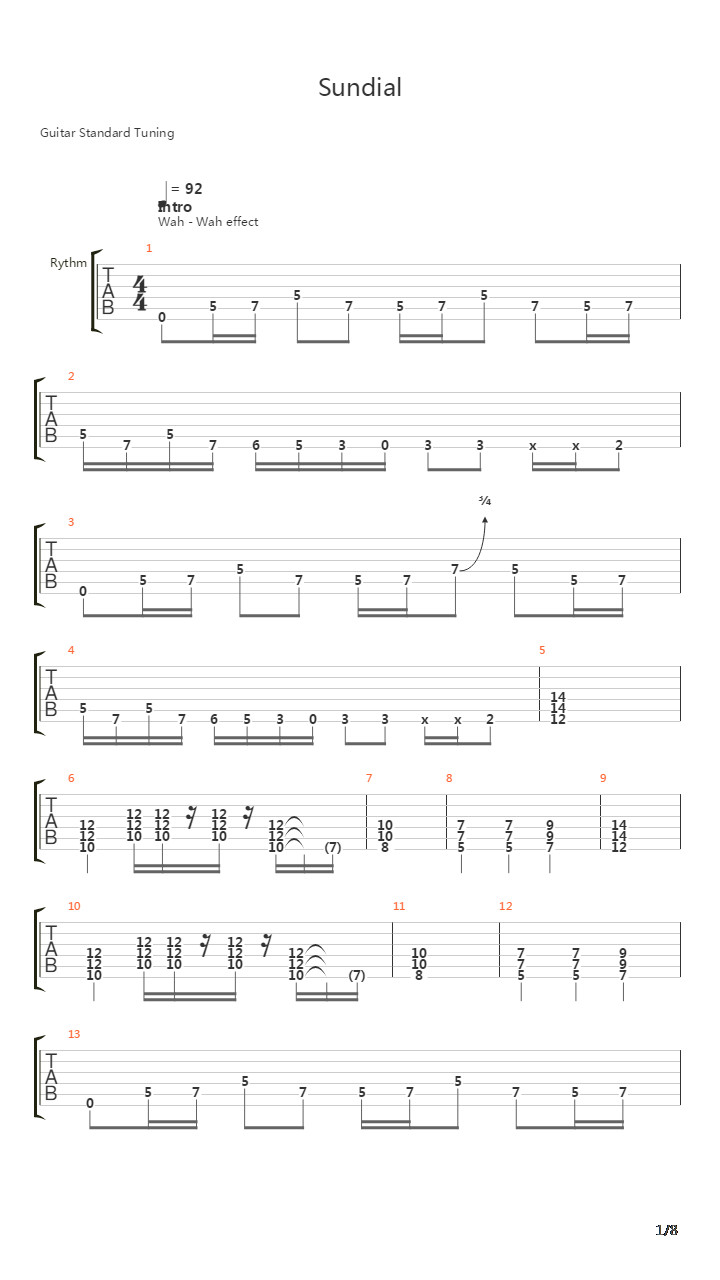 Sundial吉他谱
