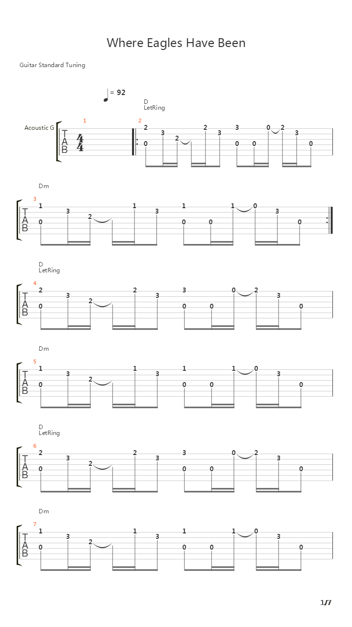 Where Eagles Have Been吉他谱