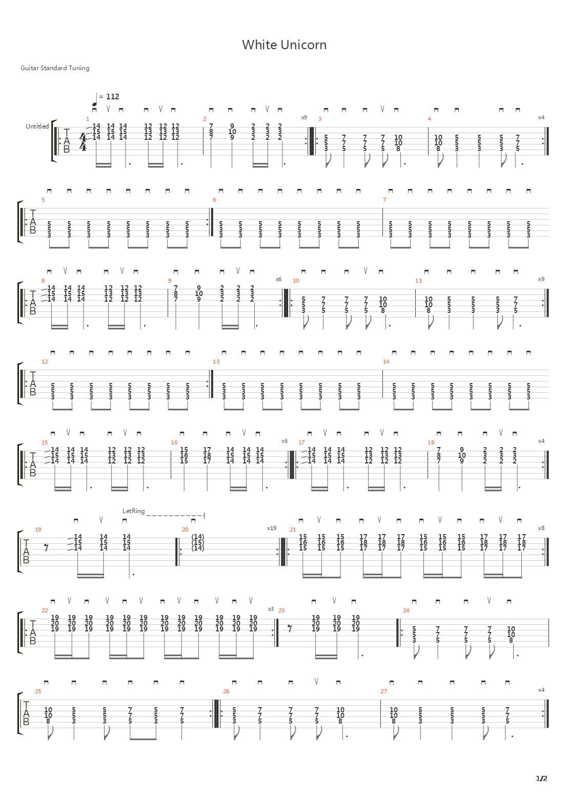 White Unicorn吉他谱