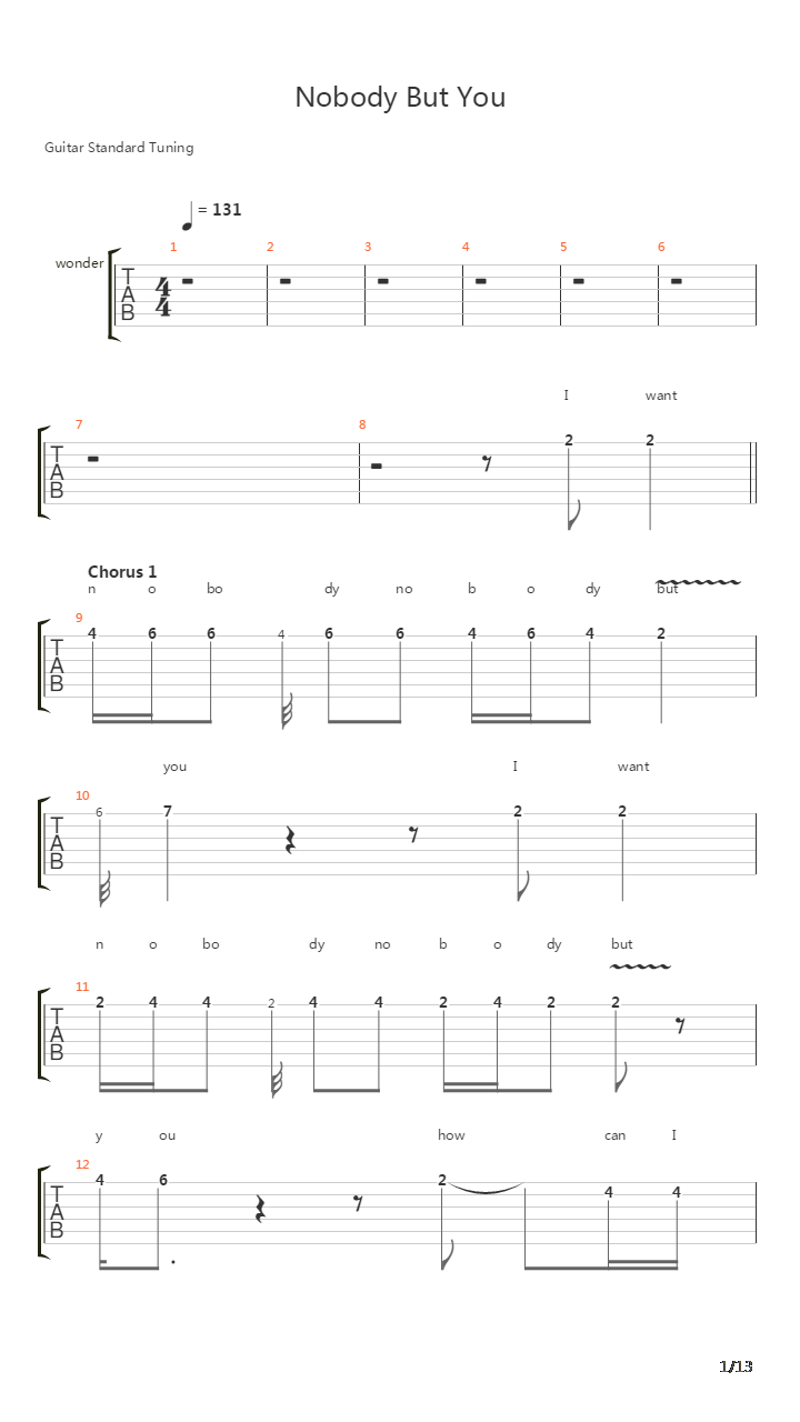 Nobody吉他谱
