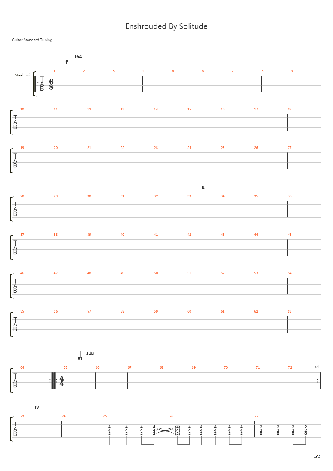 Enshrouded By Solitude吉他谱