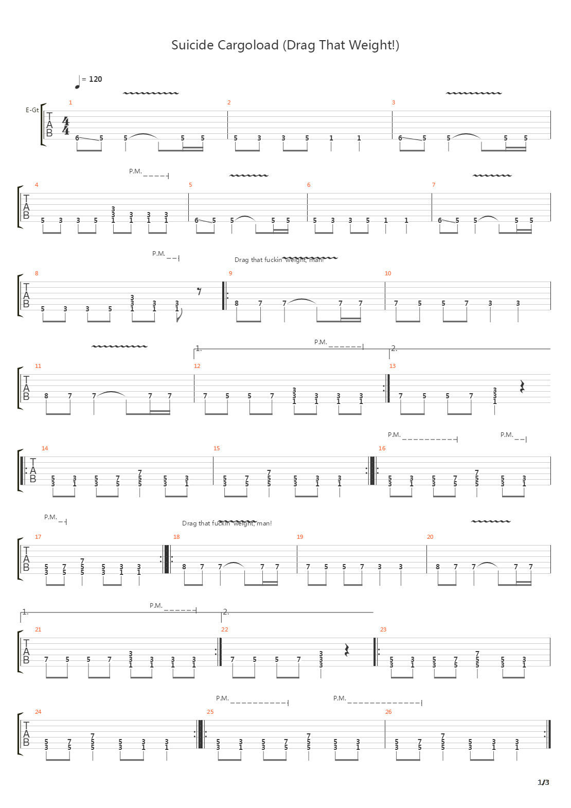 Suicide Cargoload Drag That Weight吉他谱
