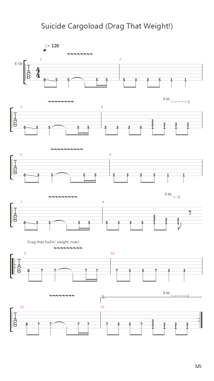 Suicide Cargoload Drag That Weight吉他谱