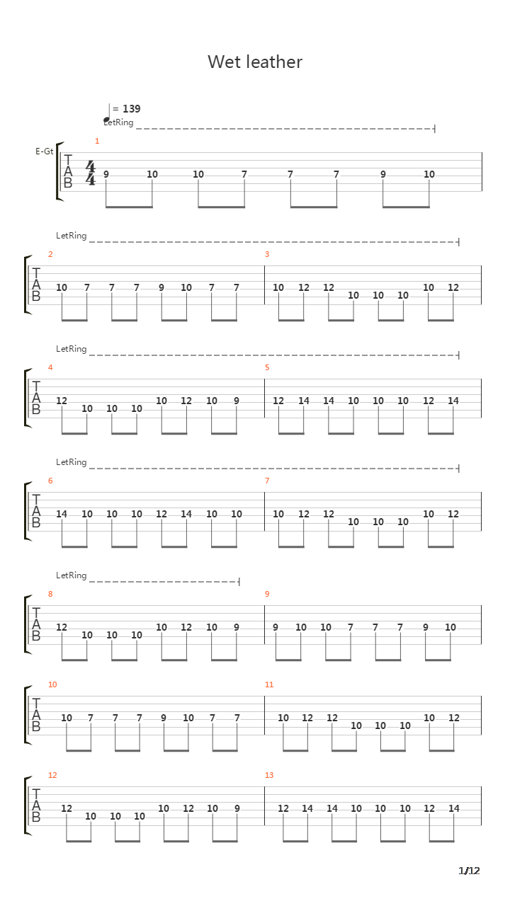 Wet Leather吉他谱