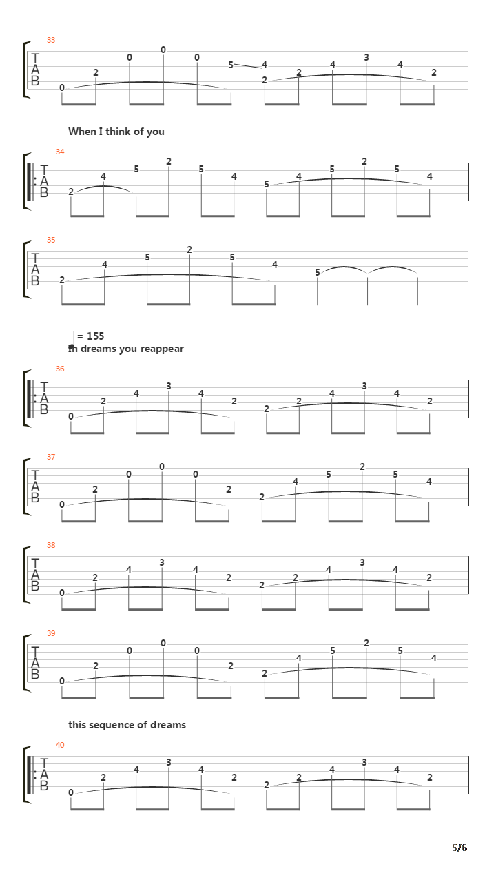 You Are Here With Me In This Sequence Of Dreams吉他谱