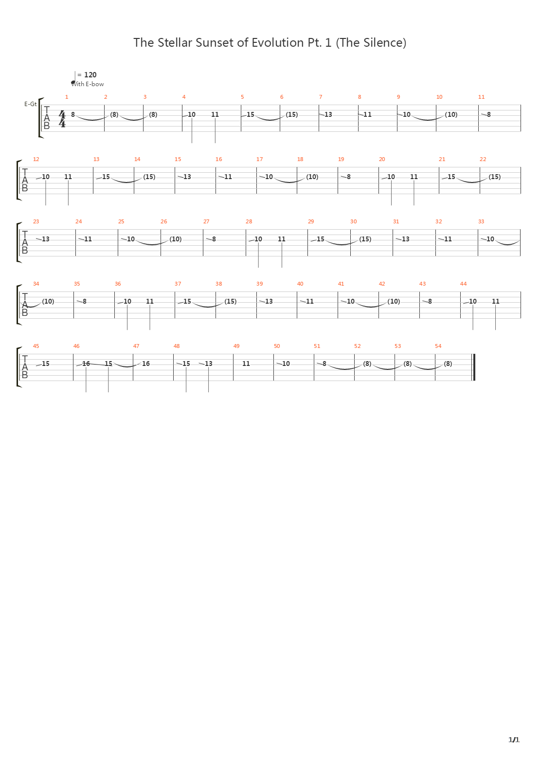 The Stellar Sunset Of Evolution Part 1 The Silence吉他谱