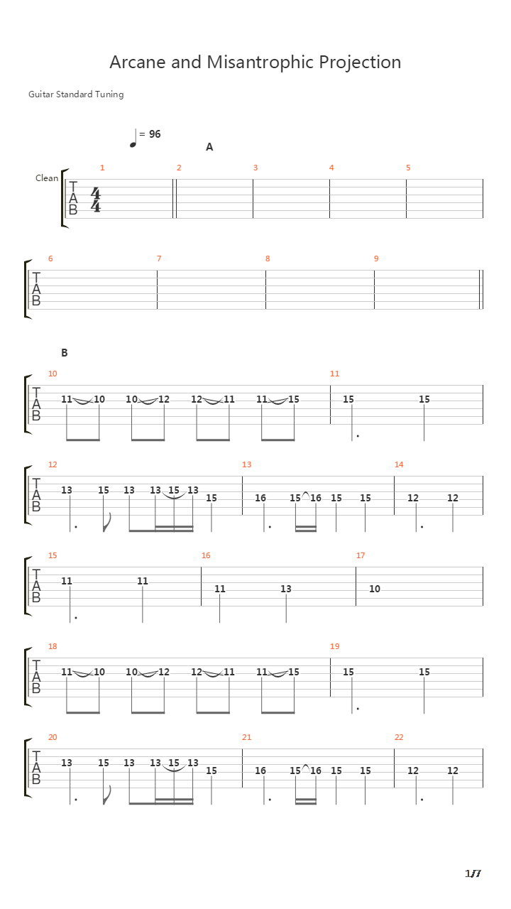Arcane And Misanthropic Projection吉他谱