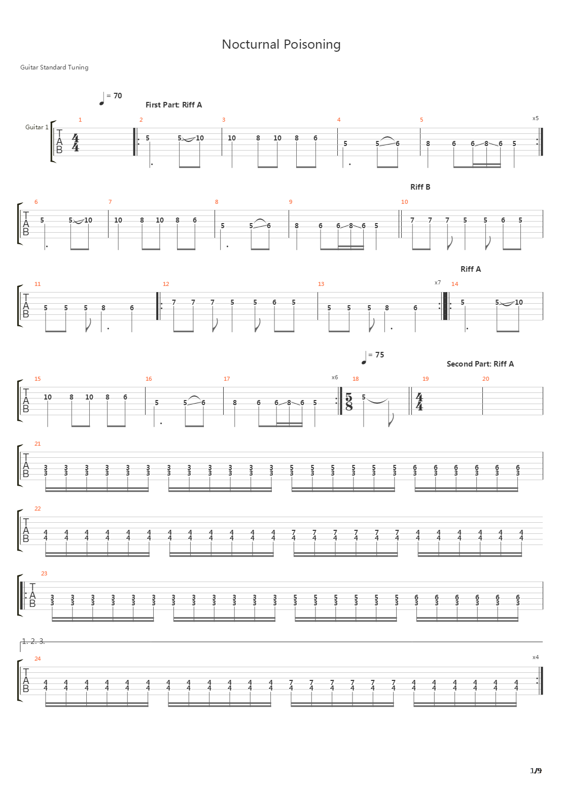 Nocturnal Poisoning吉他谱