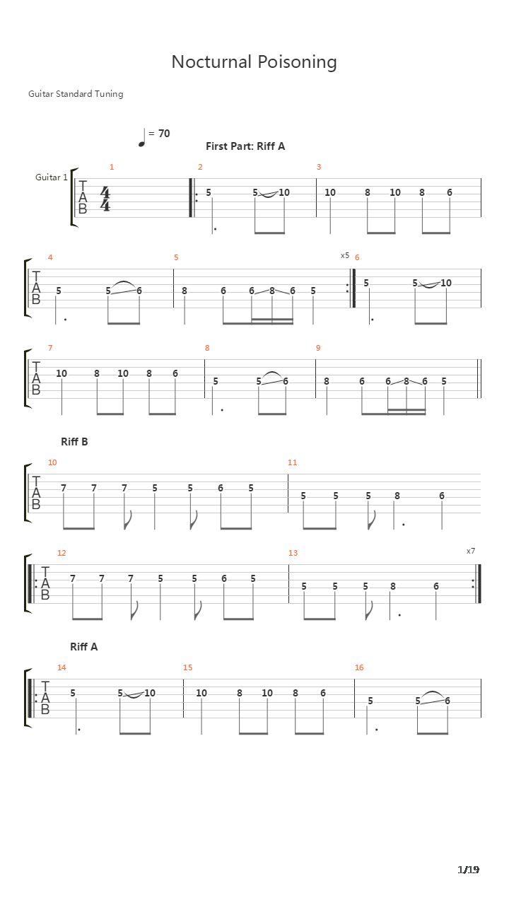 Nocturnal Poisoning吉他谱