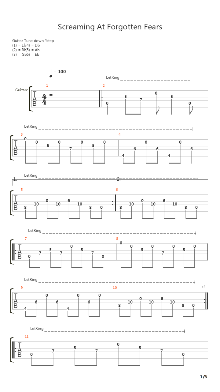 Screaming At Forgotten Fears吉他谱