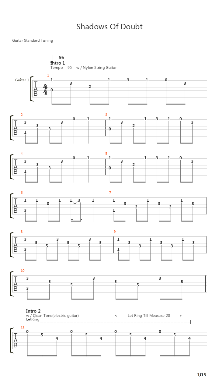 Shadows Of Doubt吉他谱