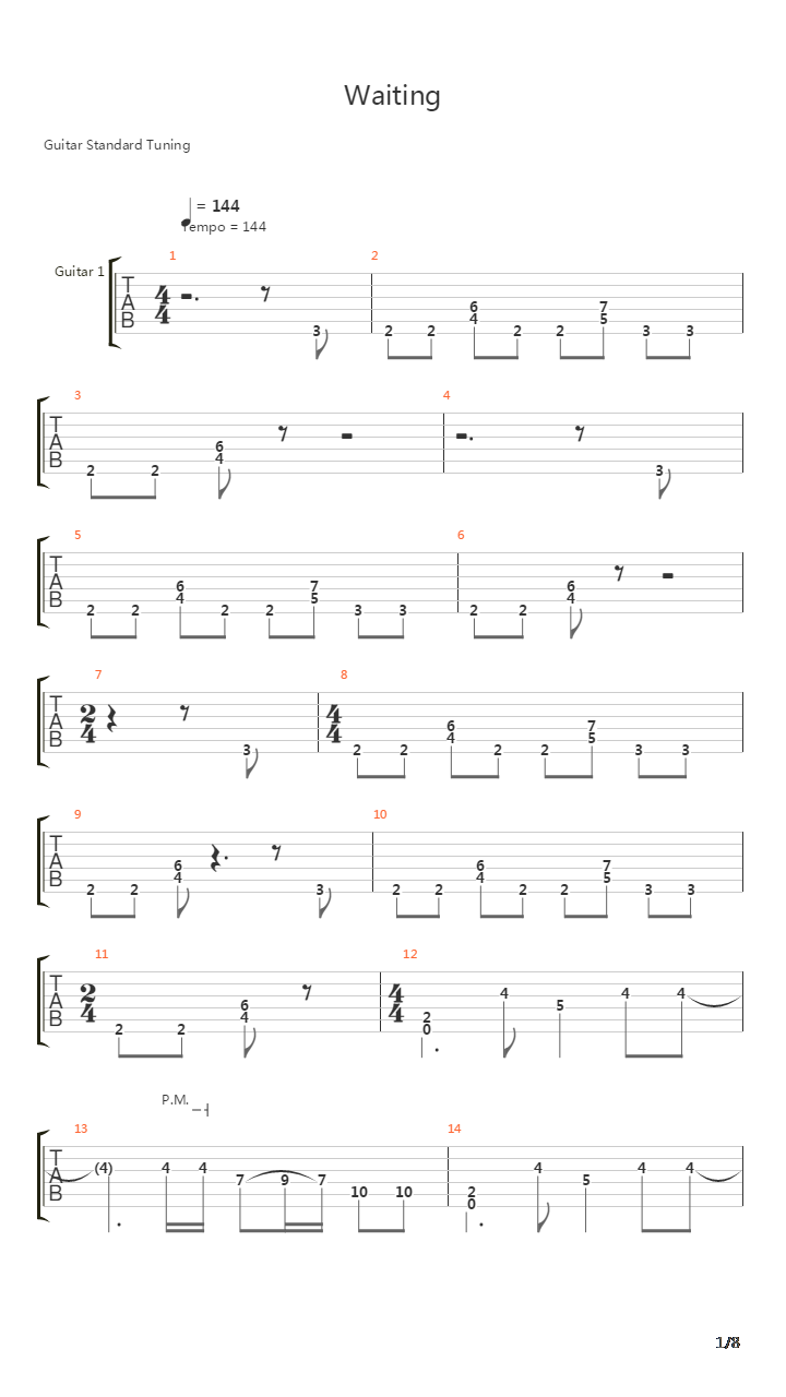 Waiting吉他谱
