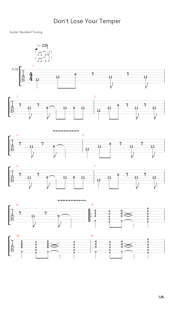 Dont Lose Your Temper吉他谱