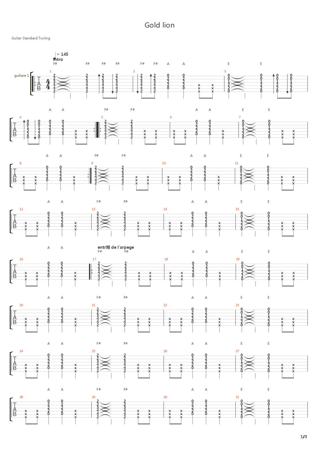 Gold Lion Acoustic吉他谱