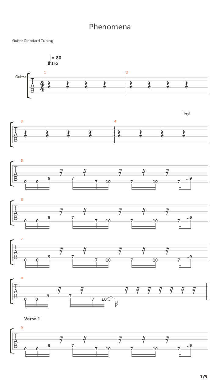 Phenomena吉他谱