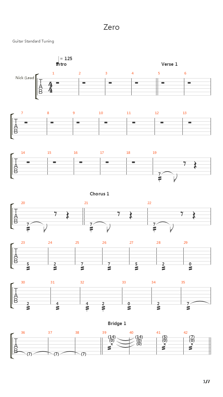 Zero吉他谱