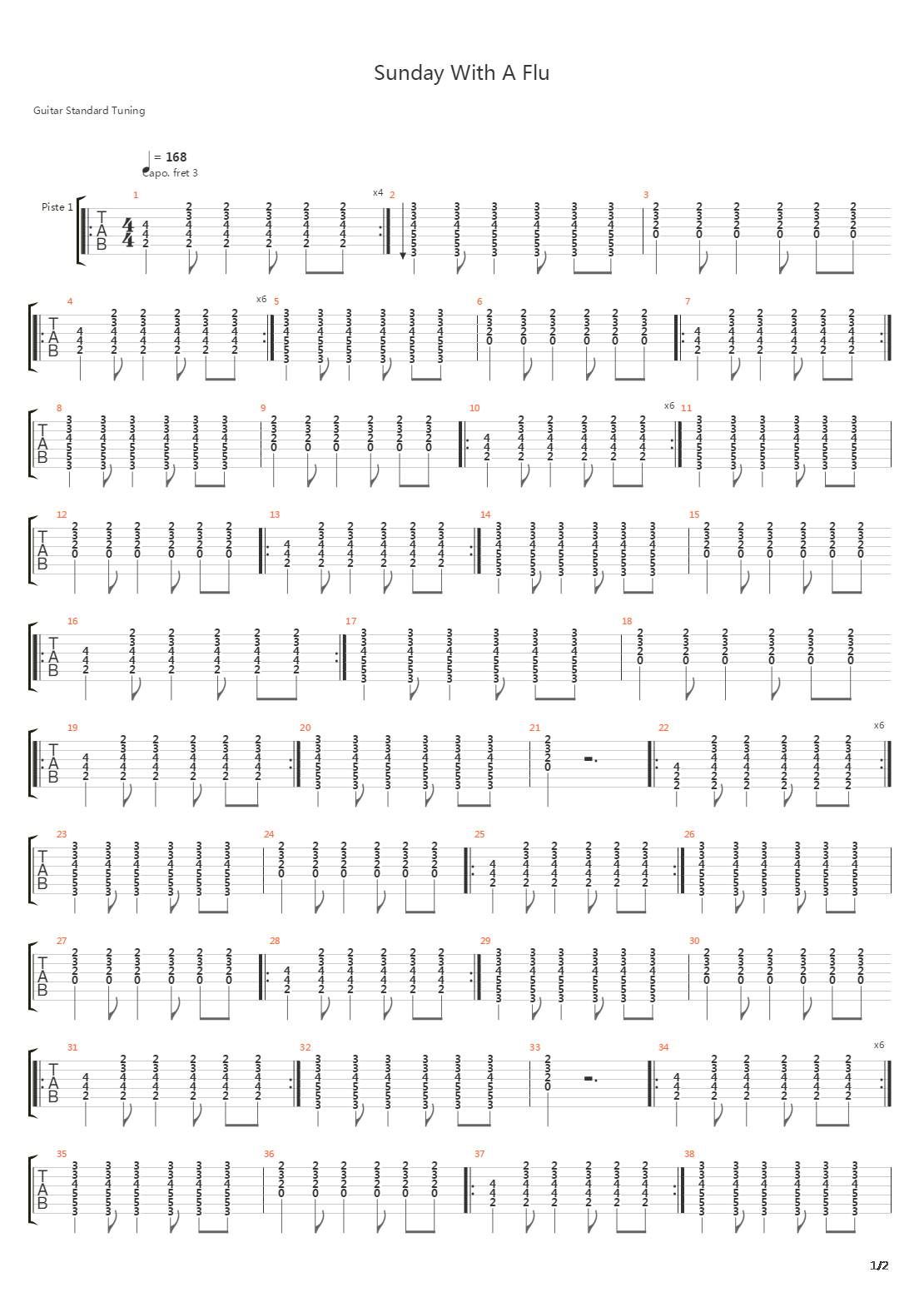 Sunday With A Flu吉他谱
