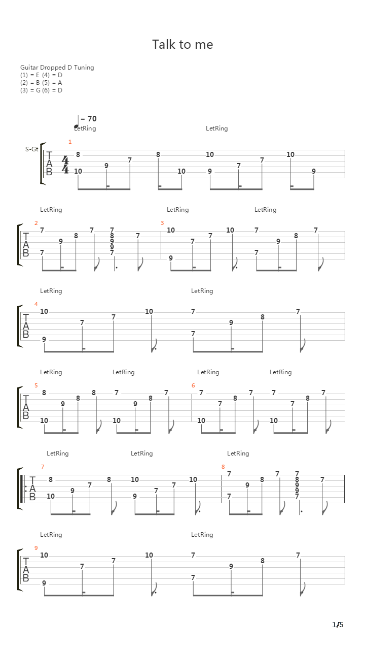 Talk To Me吉他谱