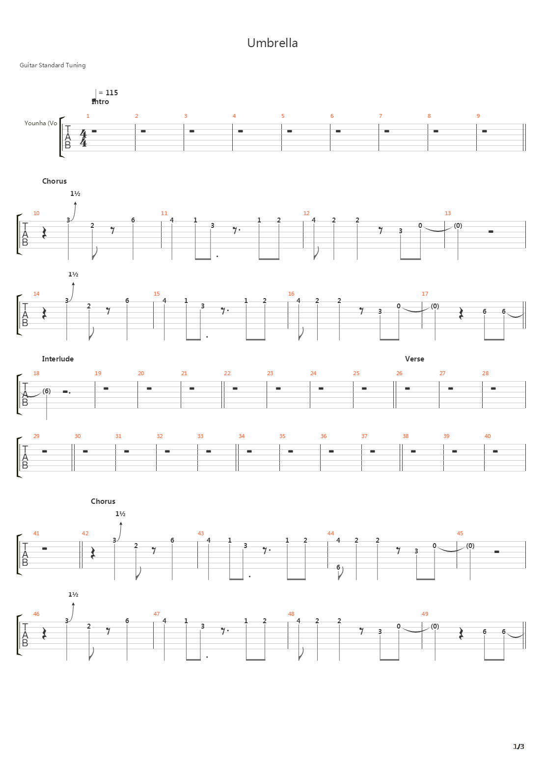 Umbrella吉他谱