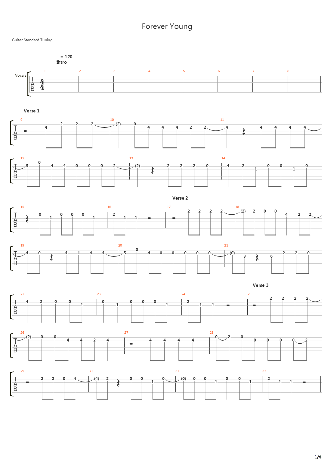 Forever Young吉他谱