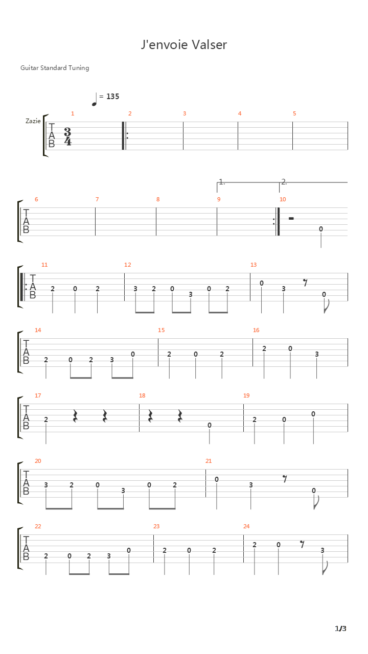 Jenvoie Valser吉他谱