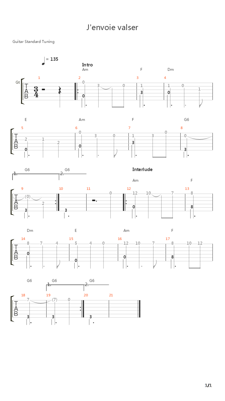 Jenvoie Valser吉他谱