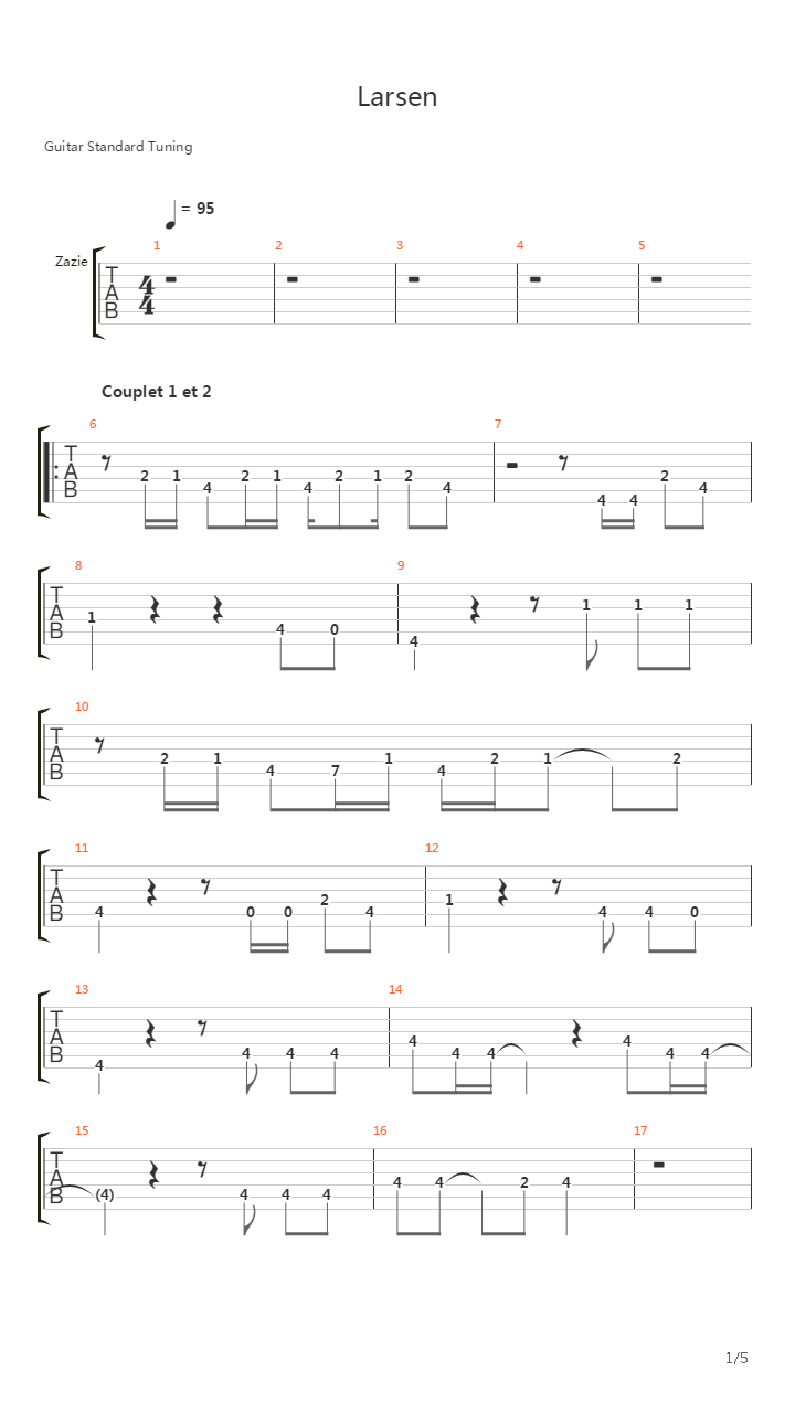 Larsen吉他谱