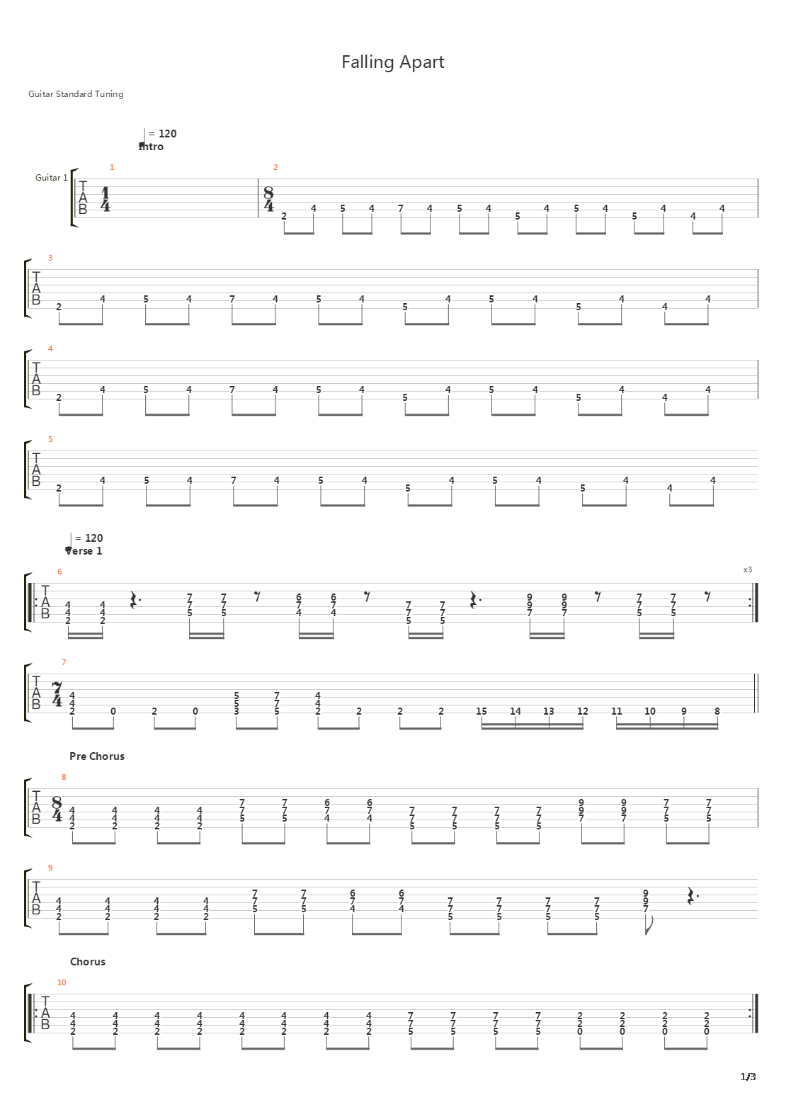 Falling Apart吉他谱