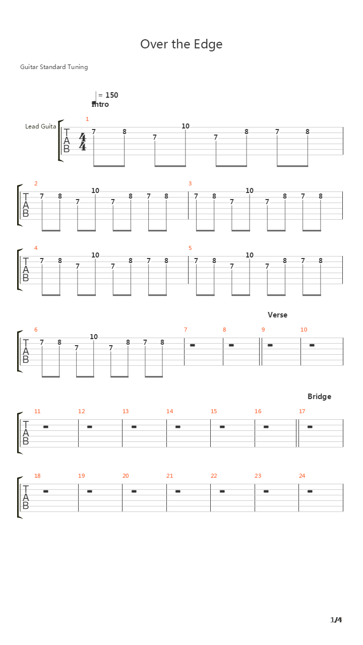 Over The Edge吉他谱