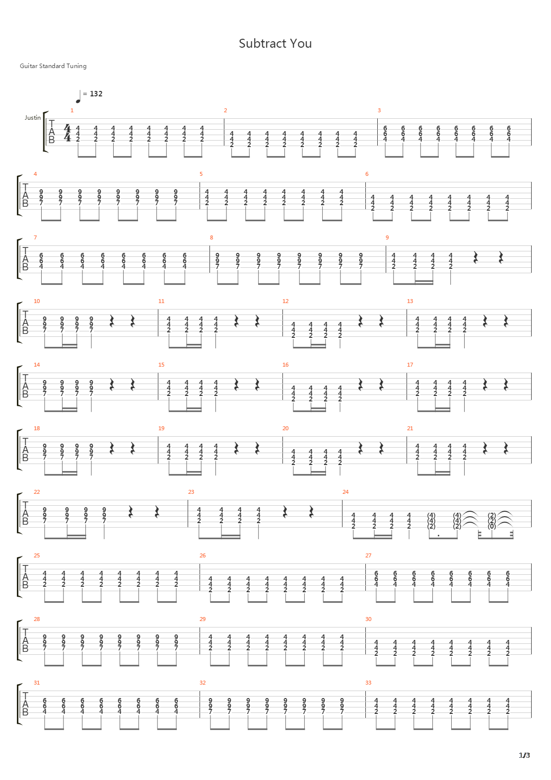 Subtract You吉他谱