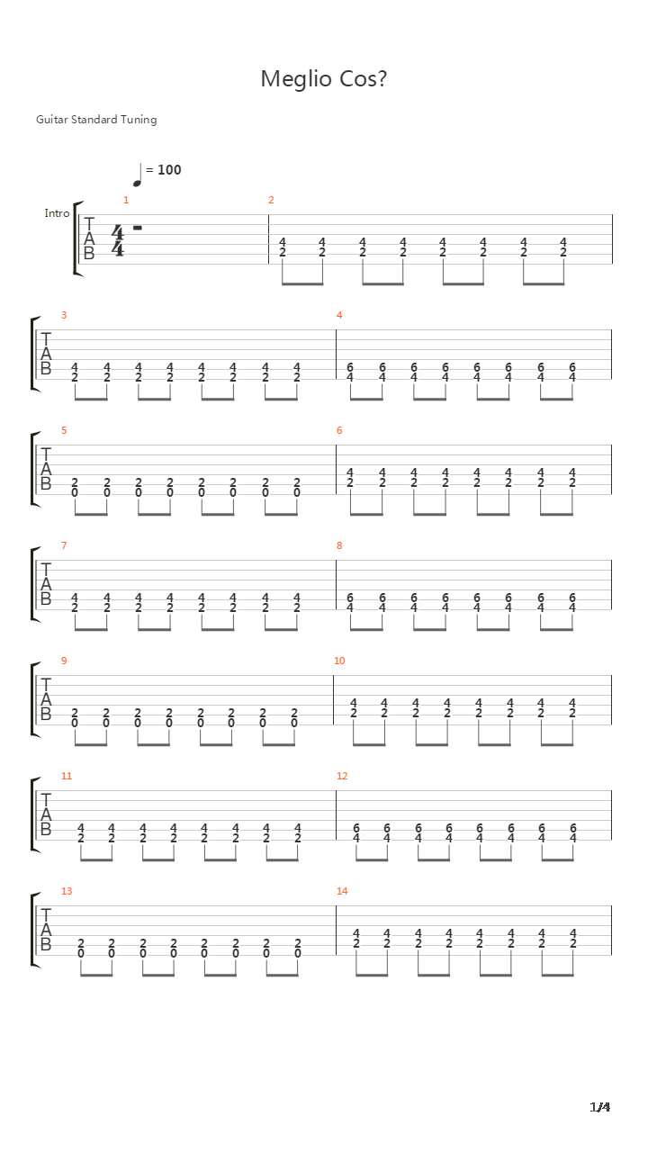 Meglio Cos吉他谱
