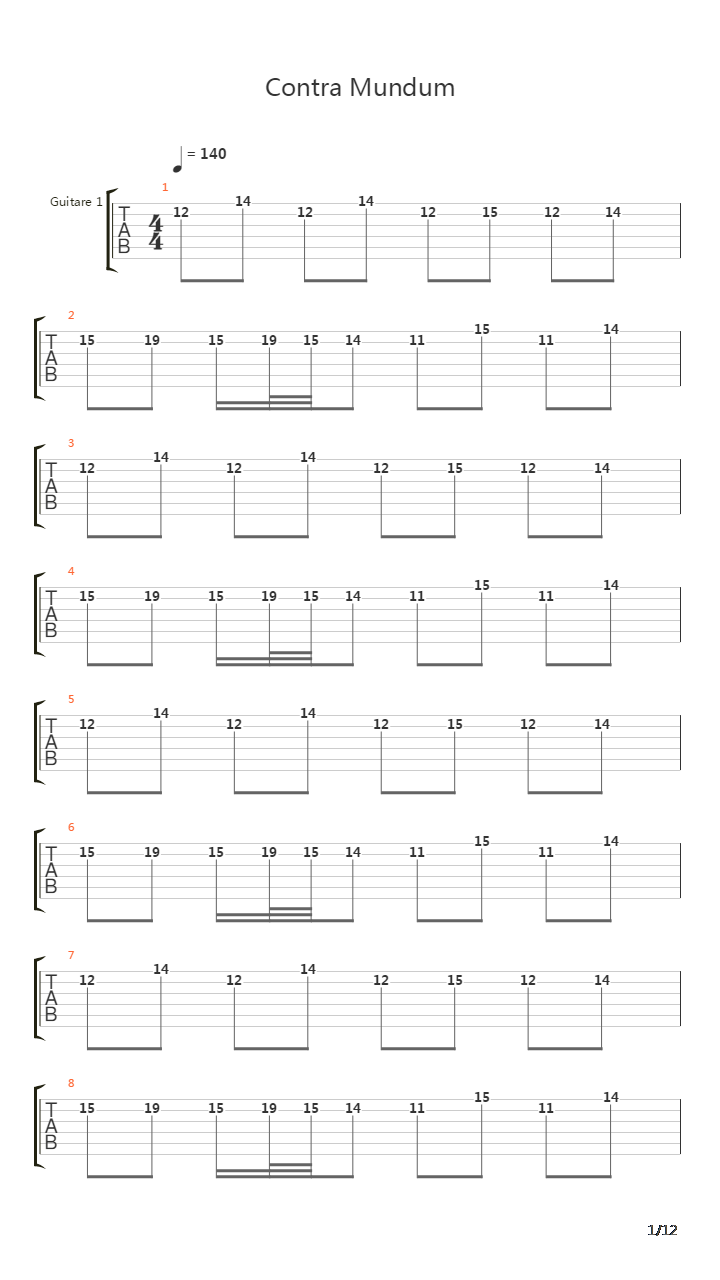 Contra Mundum吉他谱